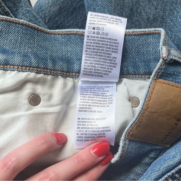 American Eagle Light Wash Distressed Flare Jean Size 12 Long - Picture 5 of 13